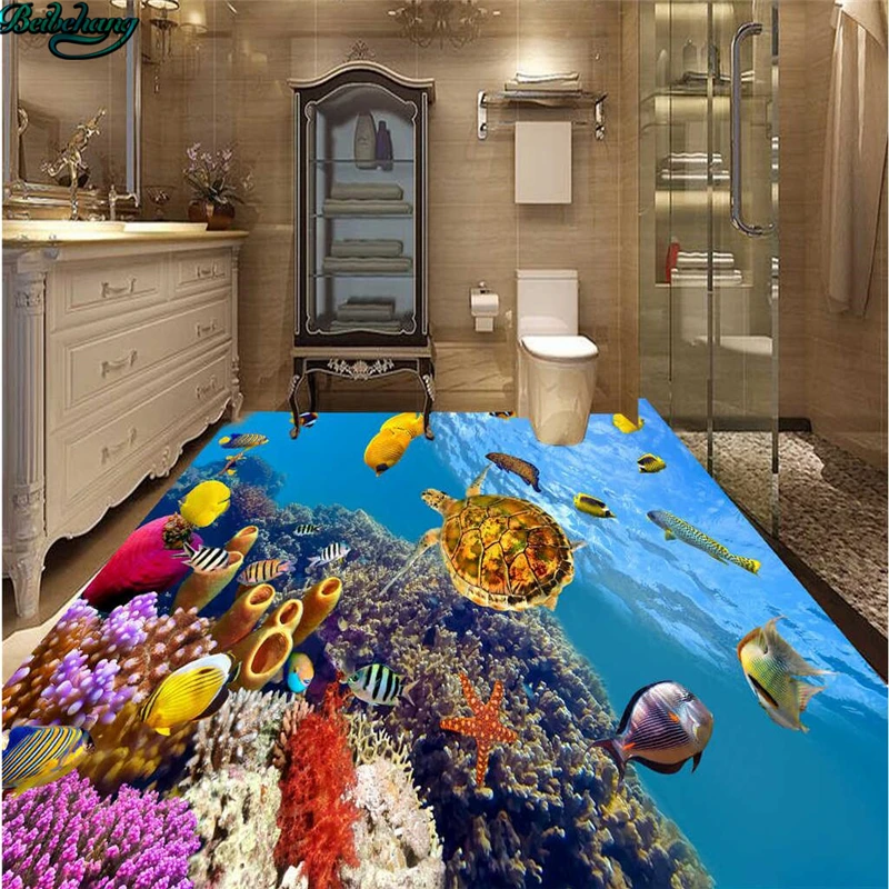 Beibehang كبير مخصص تحت الماء العالم الاستوائية الأسماك 3D الطابق بلاط Beibehang كبير مخصص تحت الماء العالم الاستوائية الأسماك 3D الطابق بلاط