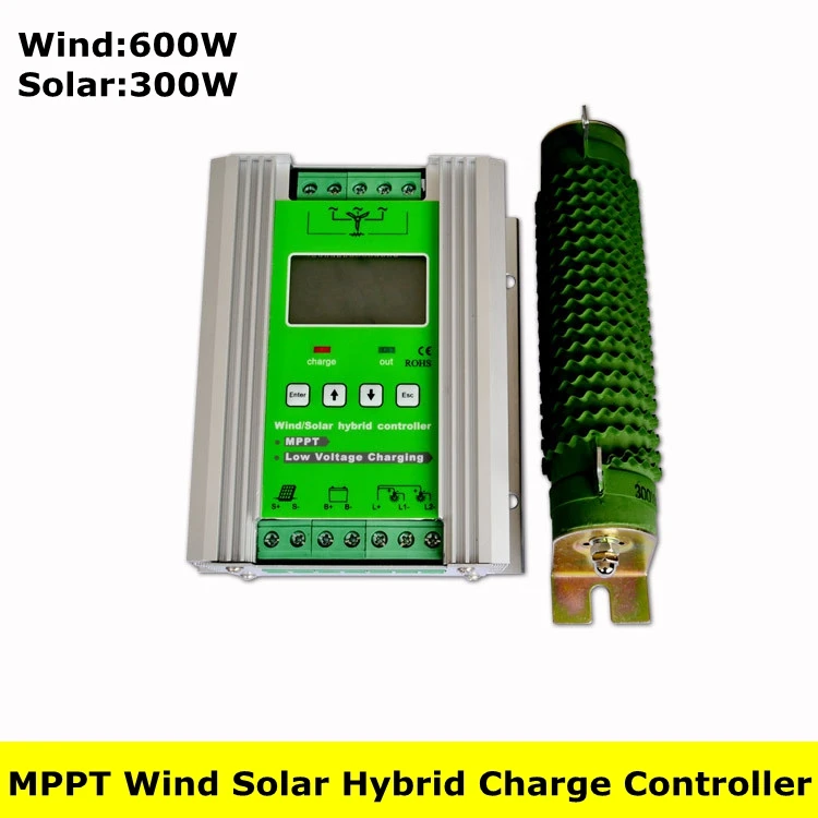 

900W 12/24V Auto Off Grid MPPT Wind Solar Hybrid Boost Charge Controller Dump Load Wind 600W+Solar 300W for Home Hybrid System