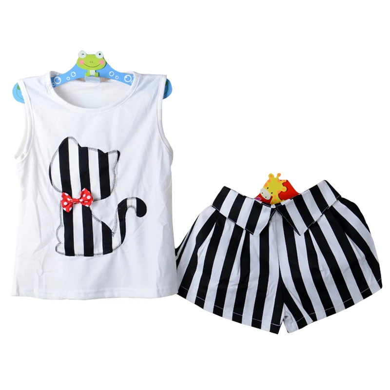 

Humor Bear Girls Clothes Cartoon Cat T-Shirt + Short Children'S Suits Clothing Set Girls Set Girls Suit Children'S Clothing