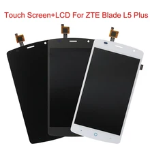100% original nueva pantalla lcd para zte blade l5 plus + 5.0 “Gris negro de la Pantalla Táctil Digitalizador Del Sensor de Cristal de Reemplazo Del Panel