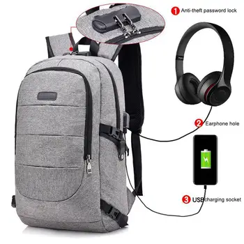 

Casual Business Men Waterproof Anti-Theft USB Port Laptop Shoulder Bag Backpack