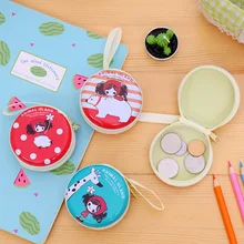 Милый круглый кошелек для монет, кошелек для ключей, мини сумка для хранения наушников, чехол с рисунком для детей, женская маленькая милая сумка карман на молнии