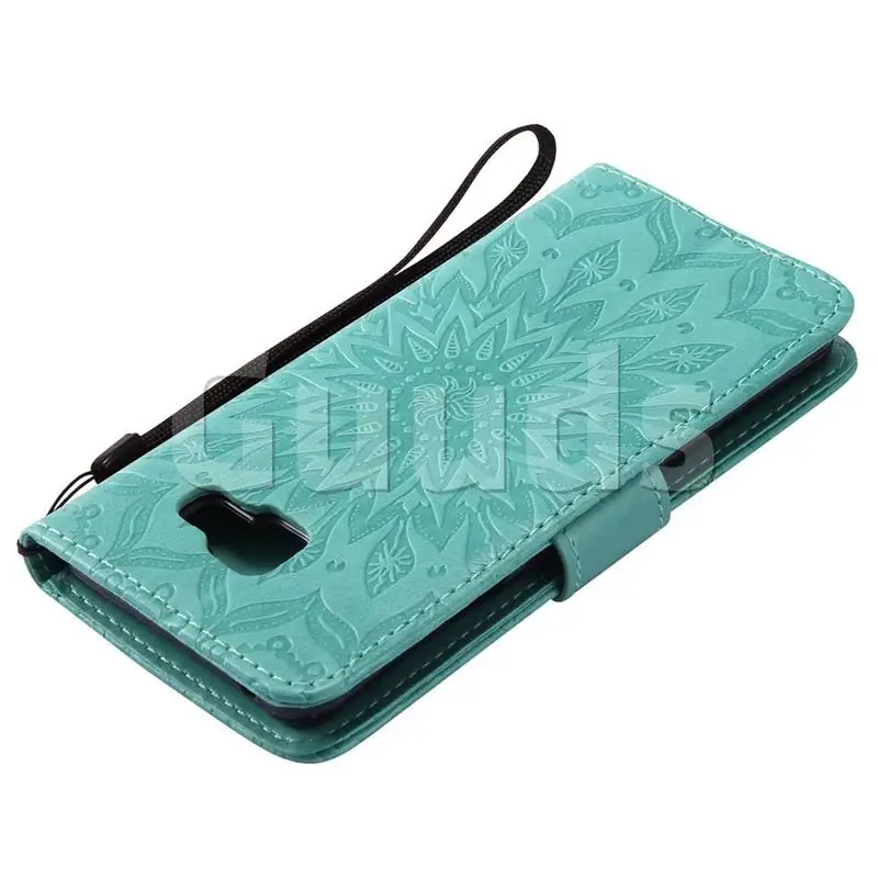 Embossing Sunflower Leather Wallet Case for Samsung Galaxy A3 2016 A310 - Green