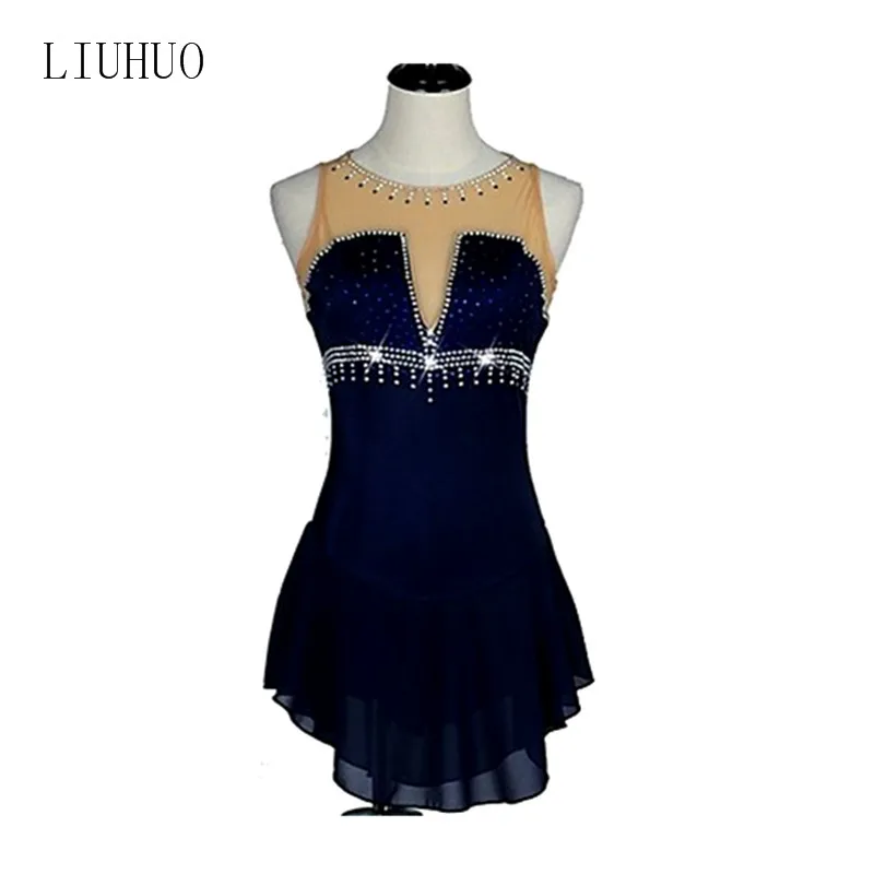Figure Skating Dress Women's Girls' Ice Skating Dress Dark Navy