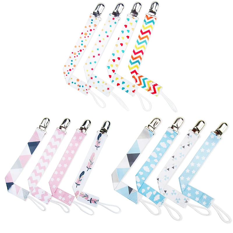 

4 Pcs Baby Pacifier Clip Chain Ribbon Holder Pacifier Soother Clips Leash Belt Nipple Holder For Infant Feeding