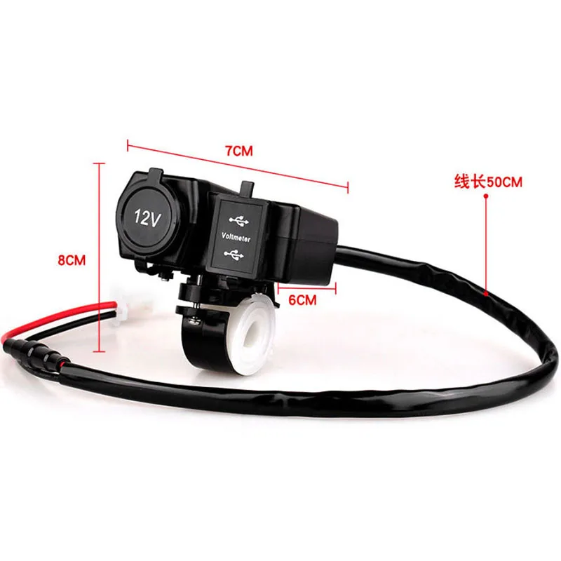 1set  Waterproof Motorcycle Dual USB Charger Cigarette Lighter Socket LED Voltmeter