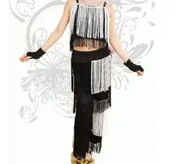 Новое поступление, черно-белый костюм для латиноамериканских танцев с кисточками, женские штаны, танцевальные костюмы для девочек, одежда