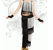 New Arrival Black White Tassel Latin Dance Salsa Woman Pants Girls Tango Dance Costumes Fringe Clothes / Samba Pants