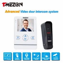 Tmezon 4 pulgadas tft monitor en color 1200tvl cámara de vídeo teléfono de puerta de intercomunicación 1v1 sistema de altavoces a prueba de agua visión nocturna por infrarrojos de seguridad