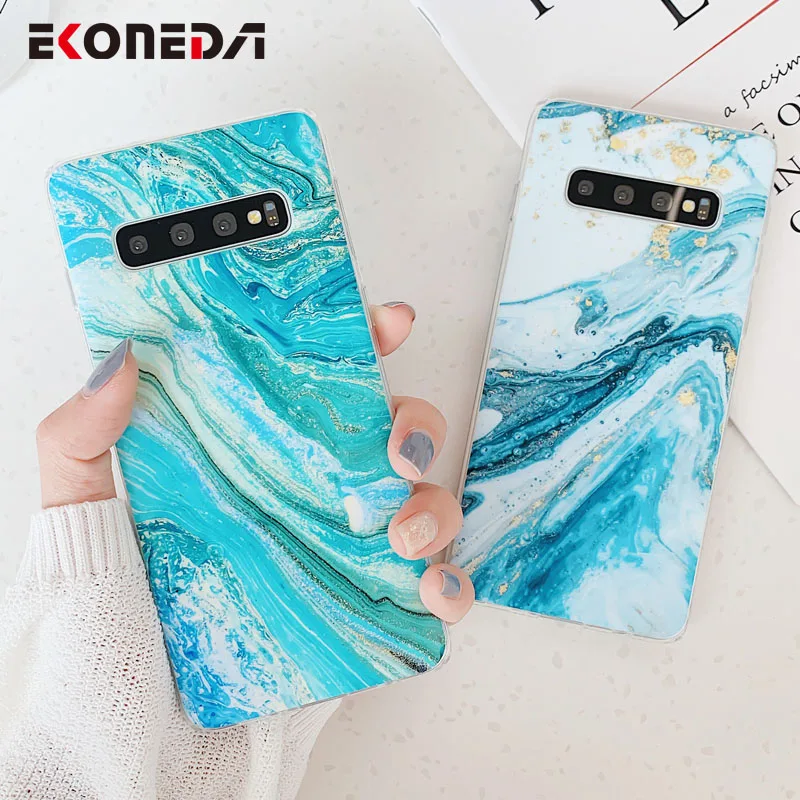 

EKONEDA Silicone Soft IMD Case For Samsung S10 Plus Case Marble Stone Cover For Galaxy S8 Plus S9 Plus S10e Case