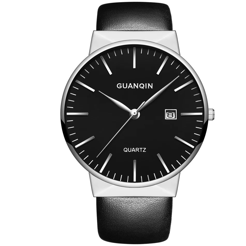2017 GUANQIN Watch Men Ultra Thin Simple Fashion Casual Quartz Men Watches Leather Strap Men Clock Wristwatch Birthday Gift (23)
