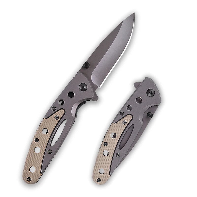 

1pcs Folding Blade Knife Pocket Camping Outdoor Cutter Tool Sharp Blade Hollow Handle G10 Grey Color With Pocket Slip Portable