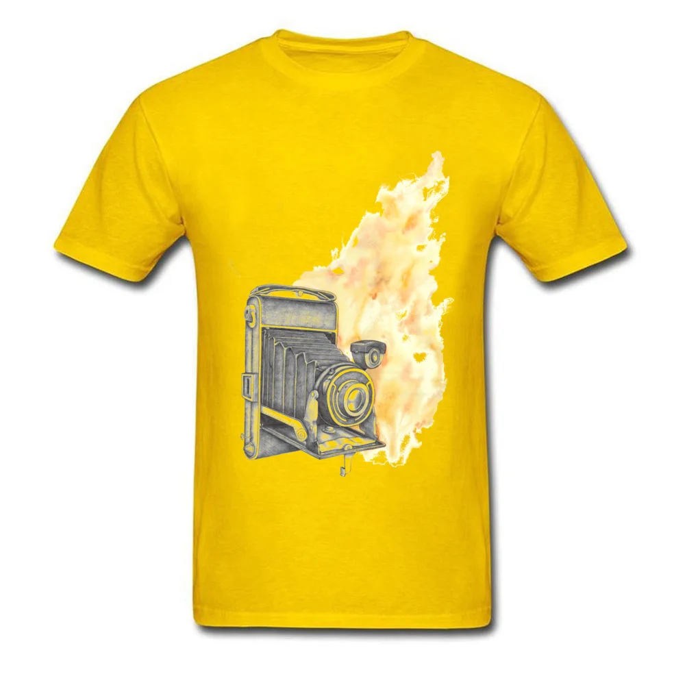 Retro Camera All Cotton Top T-shirts for Boys Short Sleeve Cool Tops Shirt New Coming Labor Day Round Neck Sweatshirts Casual Retro Camera yellow
