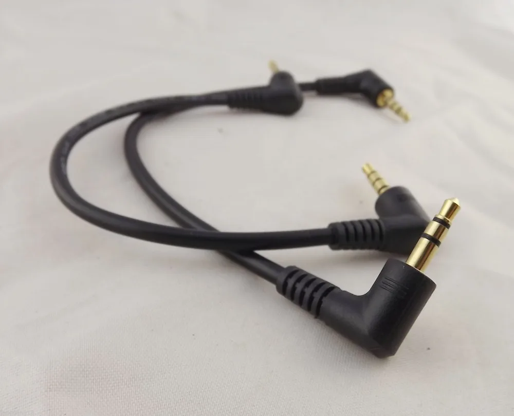 

1pc DC 3.5mm TRRS 4 Pole Male To Angled 3 Pole 2 Ring Male Audio Lead Cable 15cm