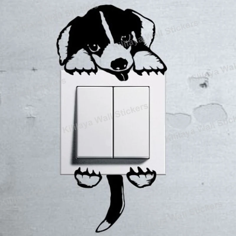 Cartoon  Light Switch Wall  Sticker  Cute Dog Baby Beagle Pet 