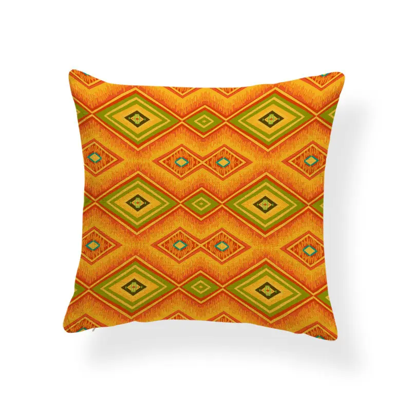 Персонализированная цветная набивная наволочка с рисунком ромбы геометрические Круглые узоры декоративная подушка зеленая оранжевая Подушка Чехлы