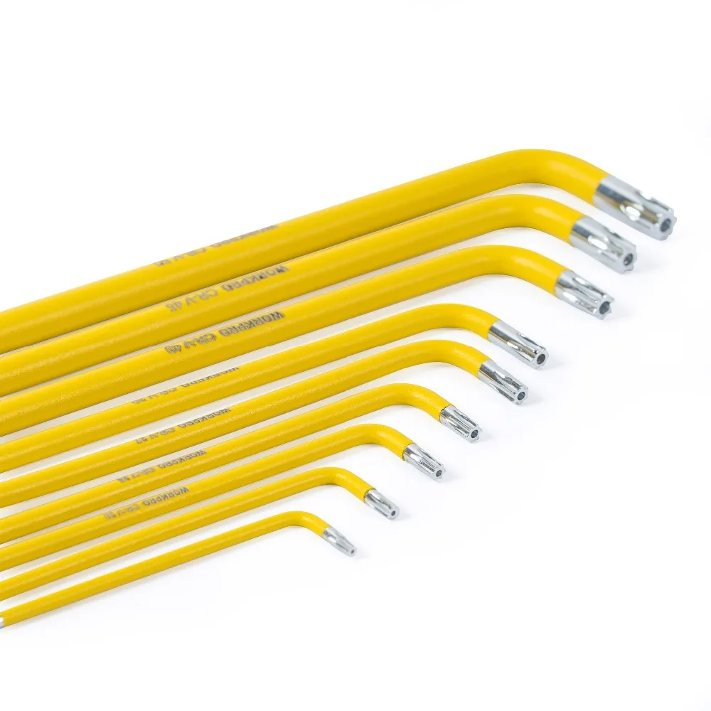 WORKPRO W022012 9 шт Длинный рычаг CR V Torx набор ключей шестигранный ключ инструментов T10