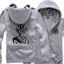 Осенние и зимние модные Для мужчин Для женщин японский мультфильм аниме Dragon Ball Z Толстовка Goku Косплей Костюм утепленное пальто с капюшоном