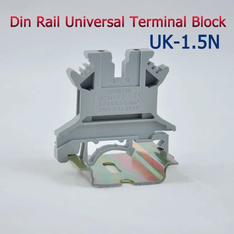 50pcs UK-1.5N DIN Rail Universal Terminal Blocks Screw Type UK1.5N Phoenix Type High Quality