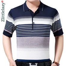 Брендовая Повседневная летняя полосатая рубашка поло с коротким рукавом мужская рубашка из Джерси роскошные мужские поло футболки платье Мода 50528