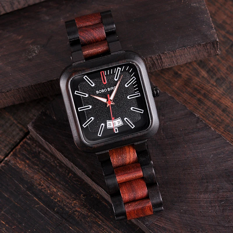 BOBO BIRD Luxury Brand Men Watch Fashion Retro Color Combination Wooden Watches erkek kol saati K-R08 Customized and Dropshipp