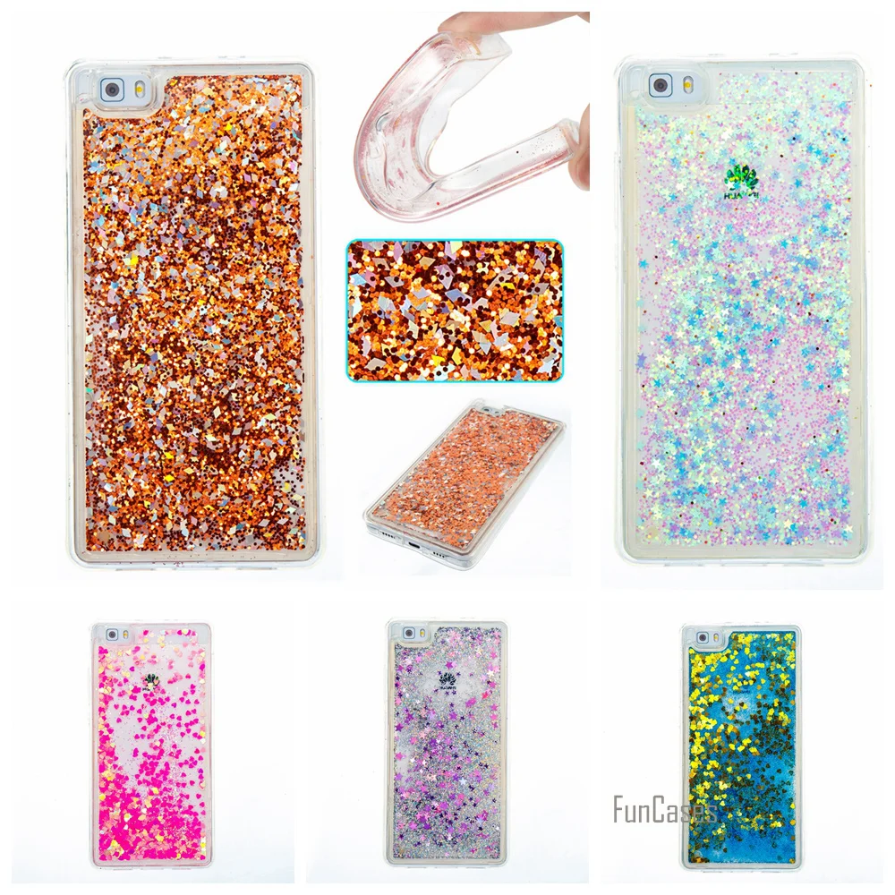 

Funda Soft TPU Qquicksand Phone Case For Huawei P9 Lite Pink Glitter Bling Colorful Dynamic For Huawei Ascend P8 Lite accesorios