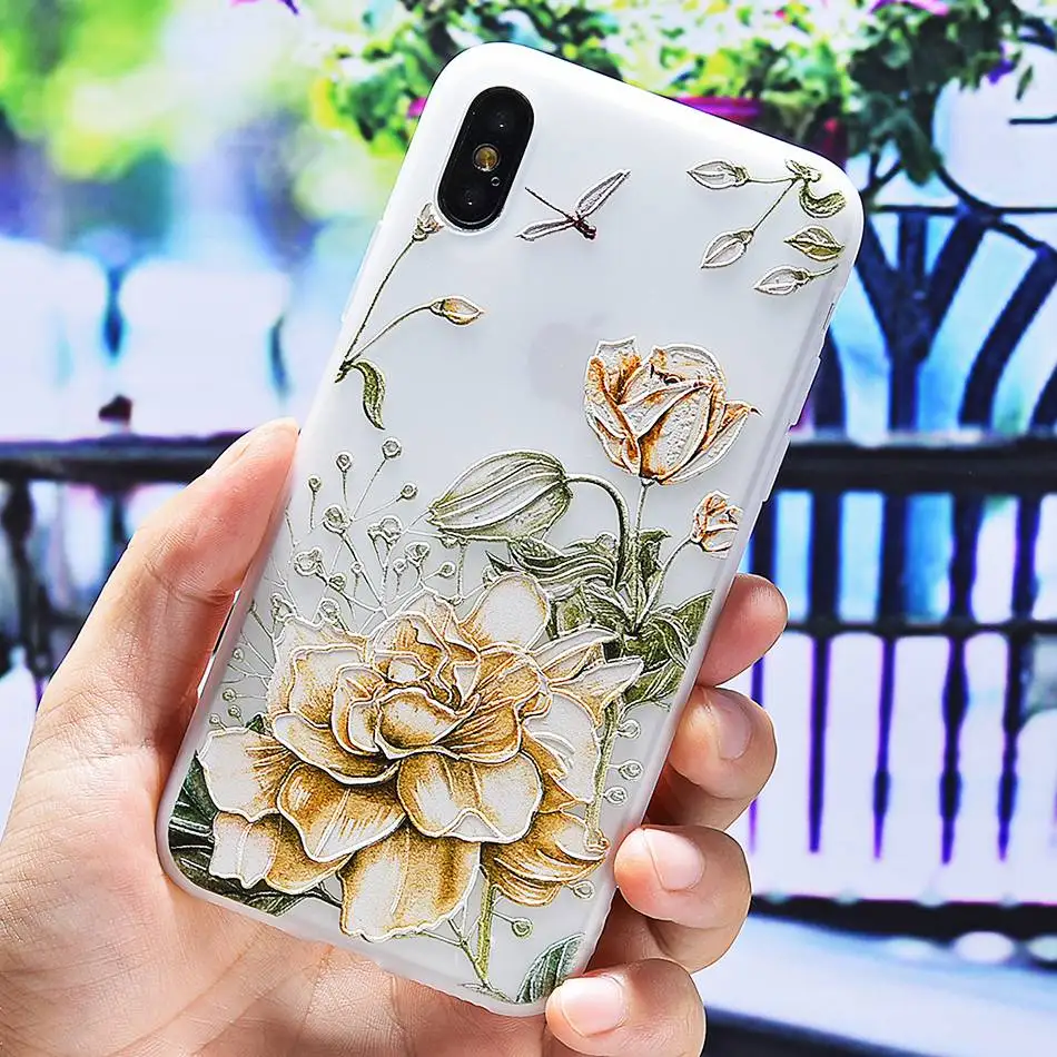 3D Silicone Relief Floral Case For iPhone XS Case For iPhone 2018 XS Plus Soft TPU Flower Matte Case Cover Phone Cases On        (29)