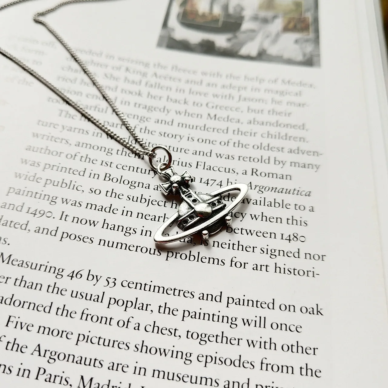 

Retro Cross Saturn Planet 925 Sterling Silver Necklace