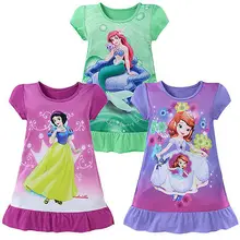 Детская одежда для маленьких девочек с рисунком русалки; повседневное прямое платье-пачка принцессы с короткими рукавами и круглым вырезом; популярная одежда для девочек