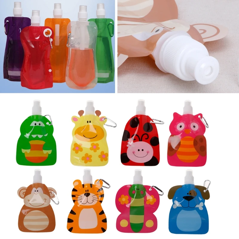 

360ml Eco Friendly Foldable Cartoon Water Bag Drinkware Travel Drink Bottle Safe for Kids Children