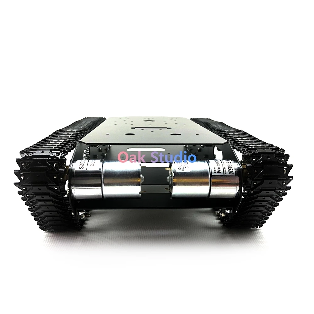 Черный танк TS600, шасси из нержавеющей стали и черная металлическая гусеница, амортизатор, для предотвращения препятствий, робот, DIY