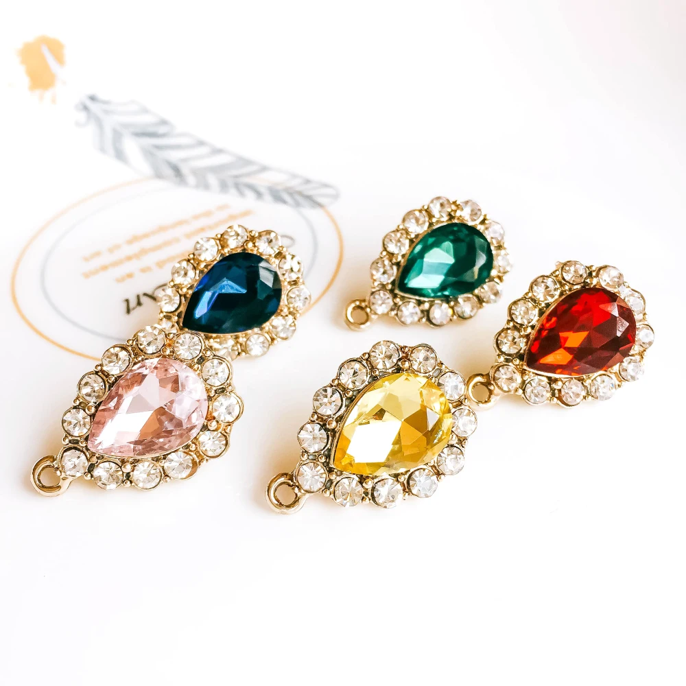 

ZEROUP KC Gold Plated Rhinestone Crystal Stud Earrings Ear Accessories Jewelry Component Diy Material Handmade 4pcs