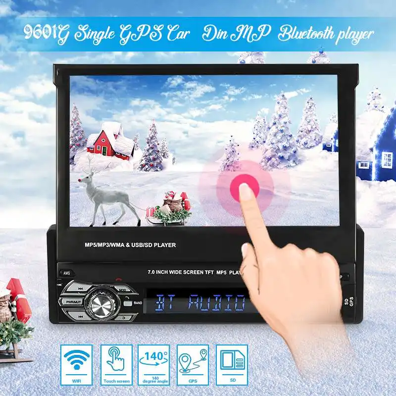 

Universal Car GPS Navi Single 1 Din 7 Inch HD Touchs Screen DVD/CD/MP3/MP5 Player bluetooth GPS Navigation+Camera