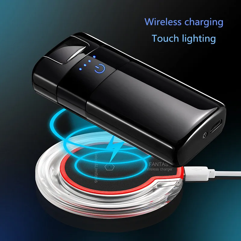 2018 Creative Wireless Charging Double Arc Lighter Fingerprint Touch