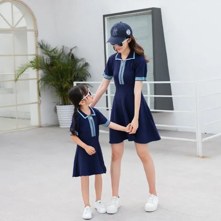 

mother daughter dresses stand collar matching dress mommy and me clothes family matching outfits look mom mum baby girls dress