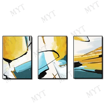 

Nordic style Art Modern Abstract Oil Paintings on Canvas pure Handmade bright yellow color landscape for Home Decor no frame
