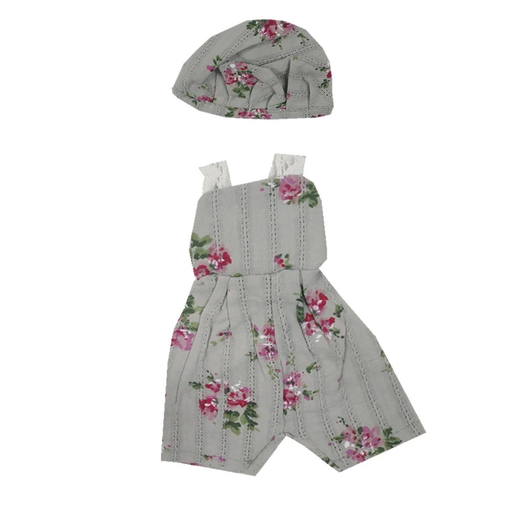 3 Pieces Comfortable Cotton Clothes Newborn Baby Rompers for 10-11inch Reborn Baby Girl Boy Doll Lace Strap Overalls Hat Carpet