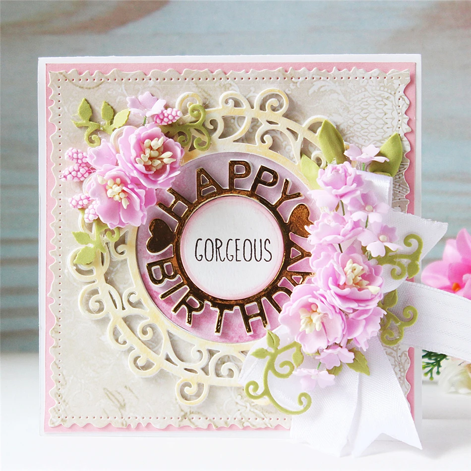

YaMinSanNiO Dies Happy Birthday Letters New 2019 Frame Metal Cutting Dies for Scrapbooking Card Making Craft Cut Dies