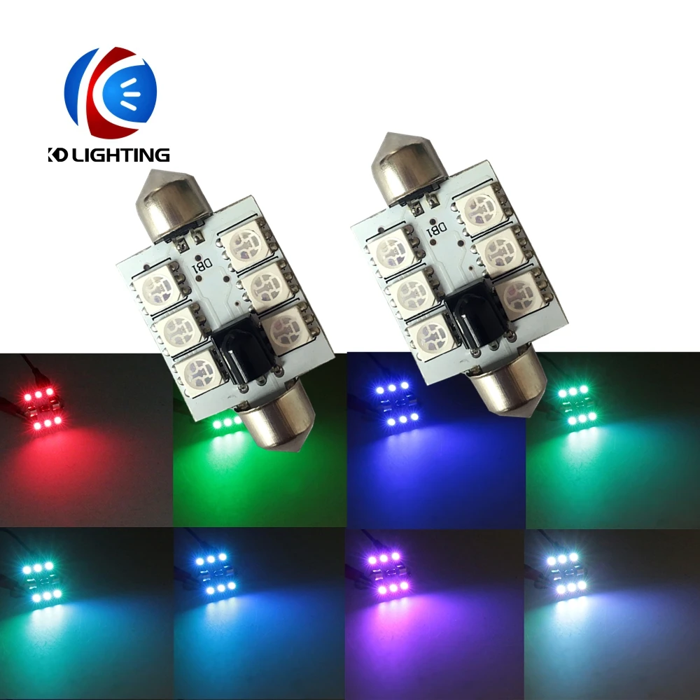 KD 2 шт C5W RGB 5050 12SMD автомобиля дистанционного управления Led Rgb Светодиодная панель для автомобиля интерьер Авто Огни чтение купол DC 12 v свет