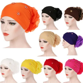 

2019 Newest Style Muslim Women Flower Cancer Hat Chemo Cap Hair Loss Head Scarf Turban Wrap Hot Sale