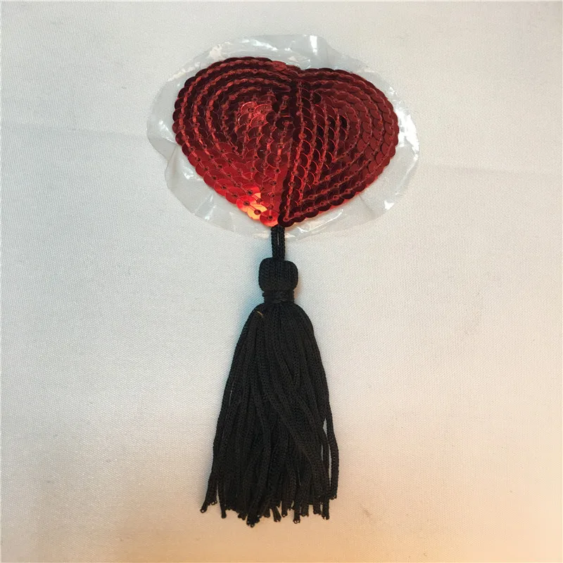 Сексуальные Sequin Tassel Heart-shaped self-липкие накладки на соски/Sequin нагрудные страсти