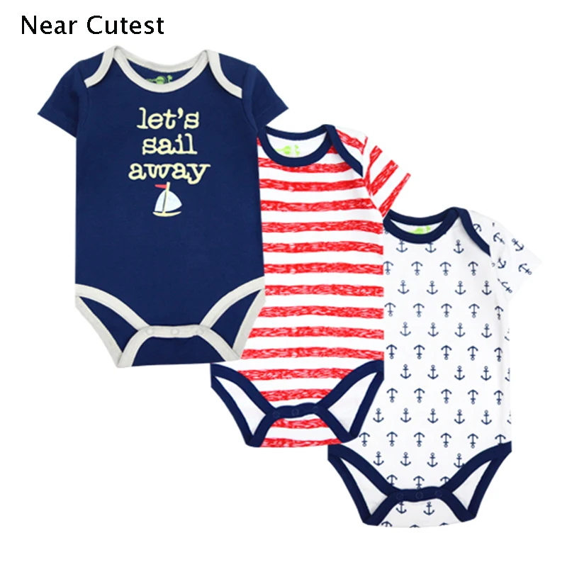 Детский комбинезон с коротким рукавом из натурального хлопка 3 шт./лот|baby rompers|new