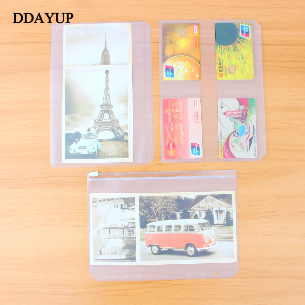 

A5A6 Pvc Presentation Binder Folder Zipper Receive Bag Concise Planner's Spiral Filing Products Card Holder Bag