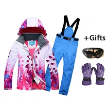 Качественные женские лыжные куртки и штаны, сноубордические комплекты, плотный теплый водонепроницаемый ветрозащитный зимний женский лыжный костюм