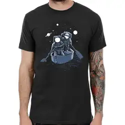 Гребли астронавт футболка иллюстрации мужские черный топ космонавта Ретро пространство задира Прохладный Повседневное гордость футболка