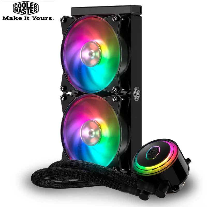 Best Price Cooler Master MLX-D24M-A20PC-R1 ML240 CPU Water Cooler Double 120mm RGB Fan For Intel 115x 2011 2066 AMD AM4 CPU Liquid Cooling