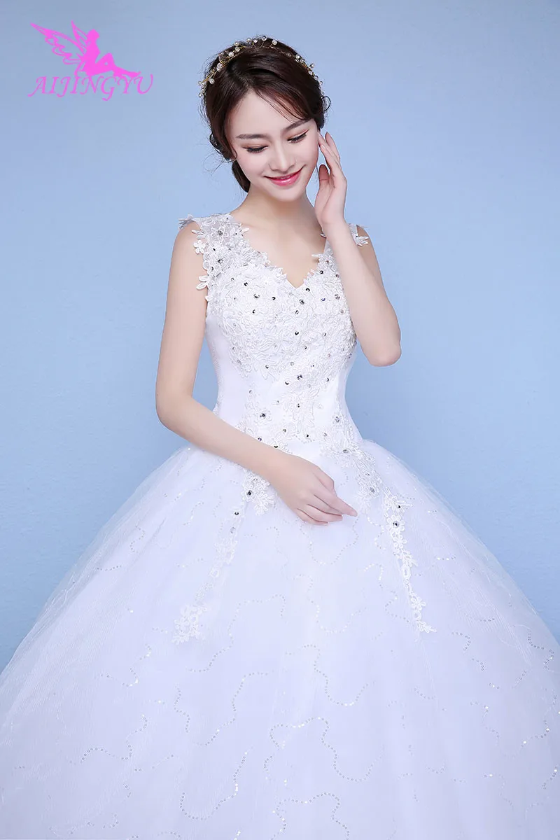 AIJINGYU Белый Дешевое бальное платье со шнуровкой сзади вечерние свадебные платья свадебное платье WK149