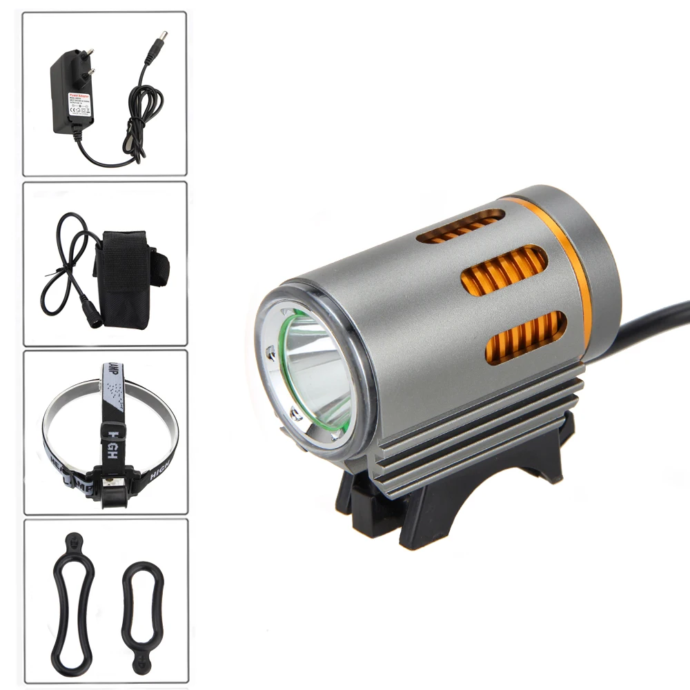 

Mini Bike Lamp Aluminum T6 LED Front Bicycle Headlight 6 Modes Cycling Lights with 8.4V Rechargeable Battery Pack