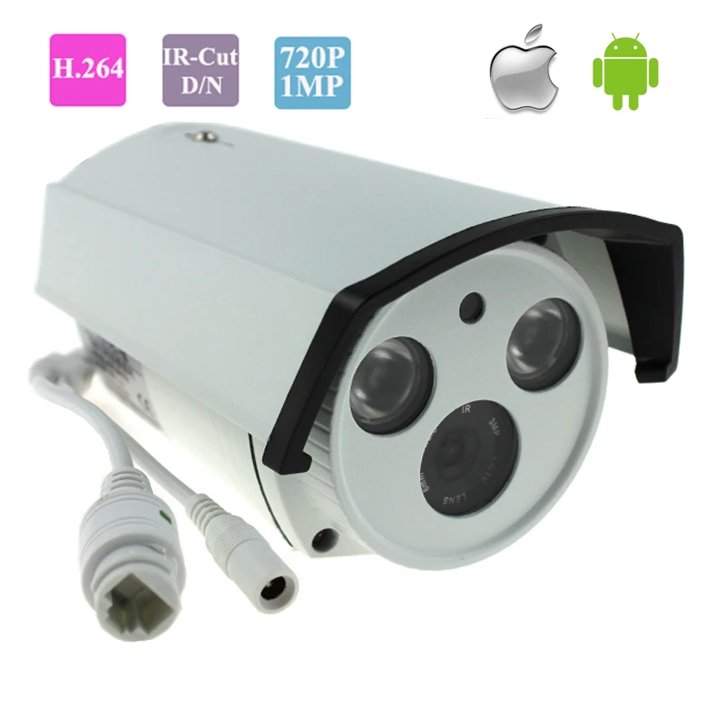 

Outdoor Waterproof 1280*720P 1.0MP 2 Array Powerful LED Nightvision Bullet IP Camera Onvif 2.0 Megapixel Lens