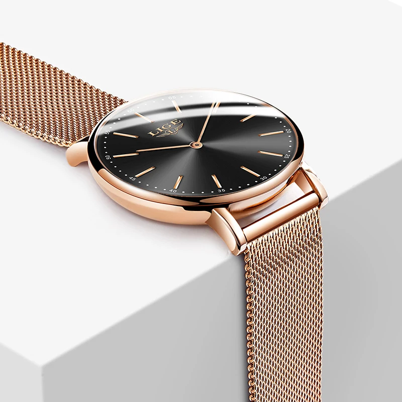 Relogio Masculino LIGE New Mens Watches Top Brand Luxury Fashion Ultra Thin Quartz Clock Business Waterproof Gift Gold Watch Men